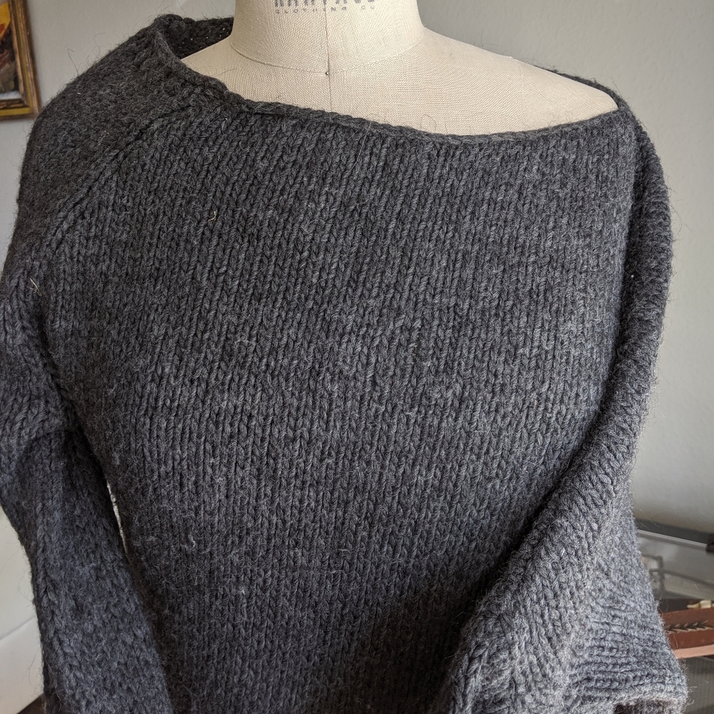 Zara grey knit off the shoulder sweater